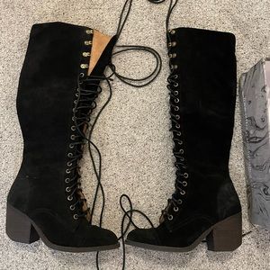 Jeffrey Campbell Kandace Knee-high, Suede lace-up boot